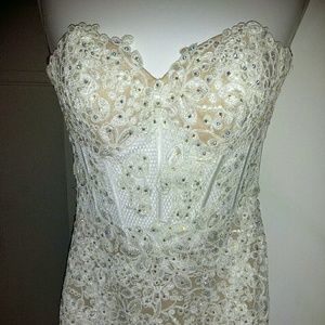 Jasz Couture Ivory/Nude Lace Dress 5926